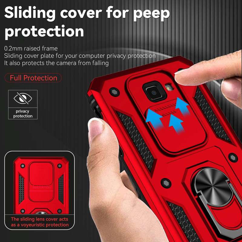 For Samsung Galaxy J7 Prime Sliding Camshield Holder Phone Case(Red)
