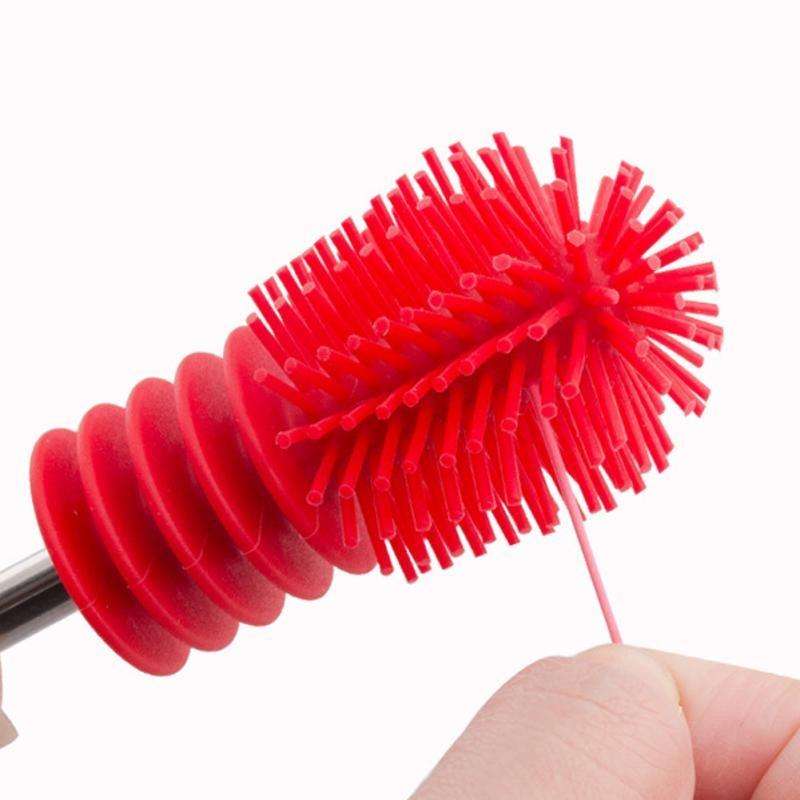 Washing Cleaning Rotary Handle Long Handle Scrubbing Feeding-bottle Brush(Green)