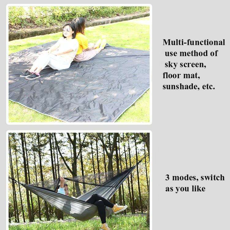 Outdoor Camping Sunshade + Anti-Mosquito Hammock Set Parachute Fabric Net Yarn Anti-Mosquito Hamm...