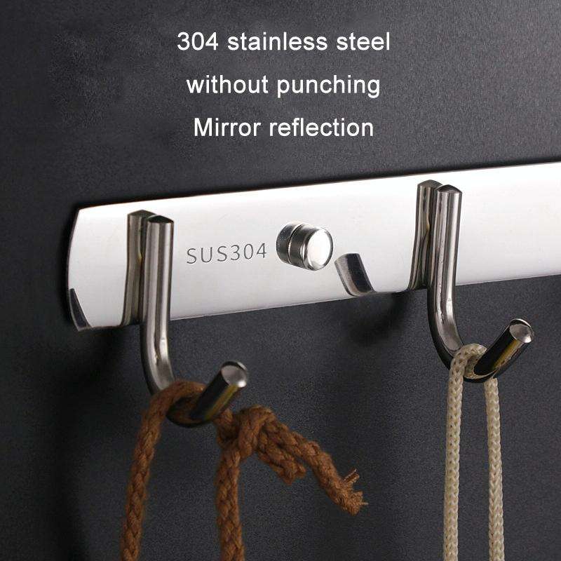 304 Stainless Steel No Punching Door Rear Coat Hook, Specification: 6 Hooks