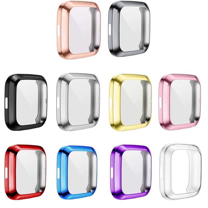 For Fitbit versa 2 Plating TPU All-inclusive Protective Shell(Black)