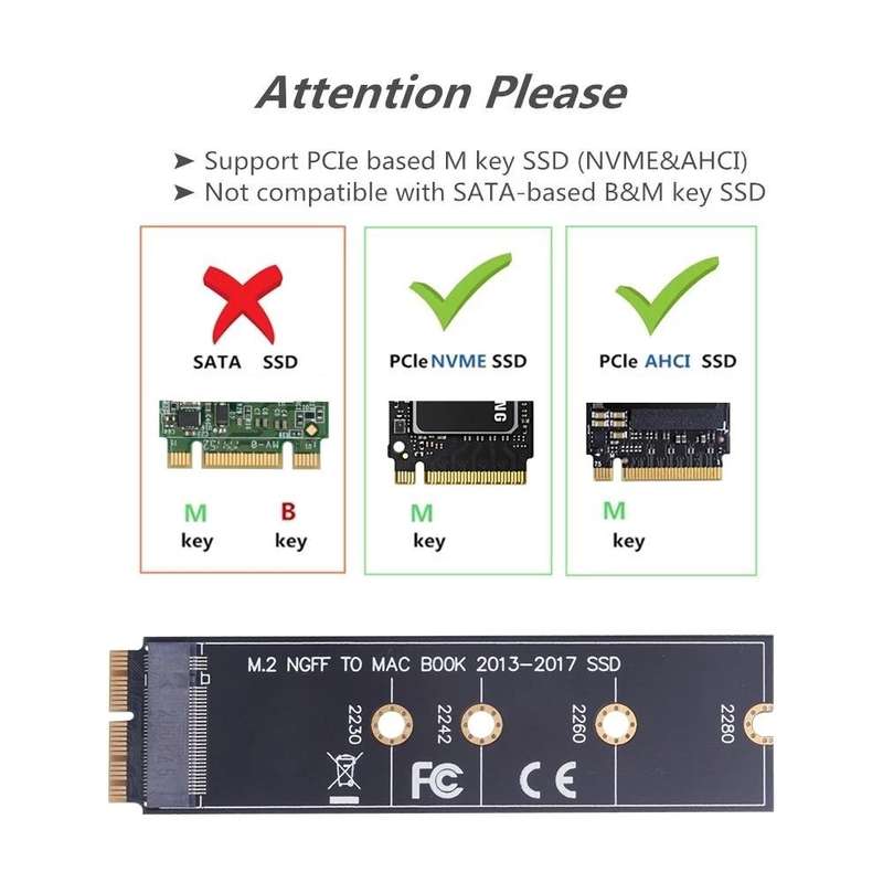 M.2 PCIE NVME SSD to Mac Book Air Pro 2013-2017 SSD Hard Drive Adapter Board For A1465 A1466 A139...