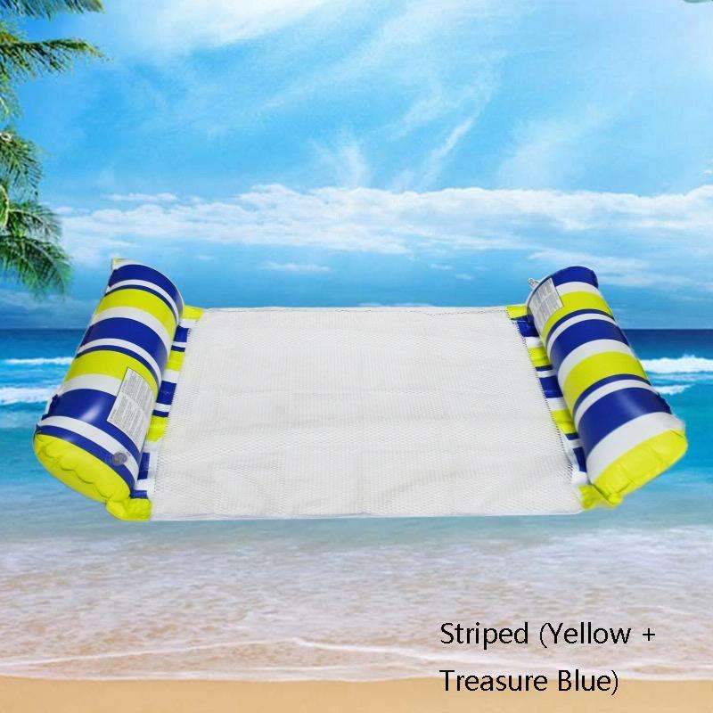 PVC Inflatable Hammock Adult Swimming Floating Row, Size: 120 x 70cm(Yellow + Treasure Blue Striped)