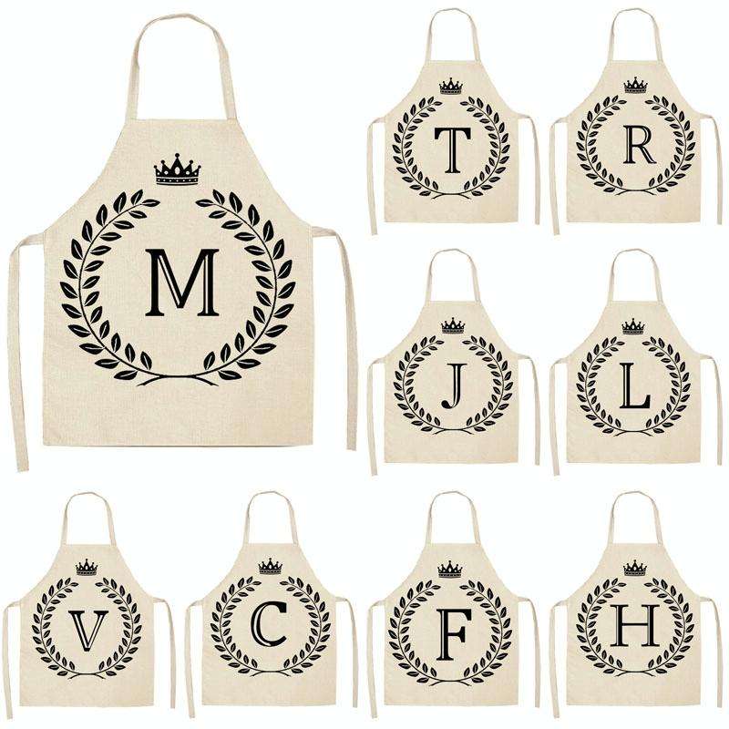 Creative Cotton Linen Sleeveless Letter Apron, Size:68x55cm(X)