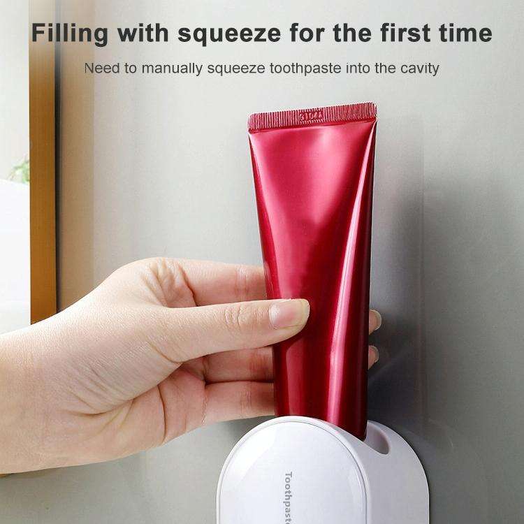 Automatic Toothpaste Squeezing Wall-mounted Toothpaste Rack(Pink+White)