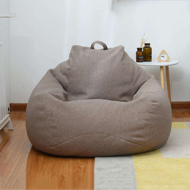 Lazy Sofa Bean Bag Chair Fabric Cover, Size: 90x110cm(Flax Brown)