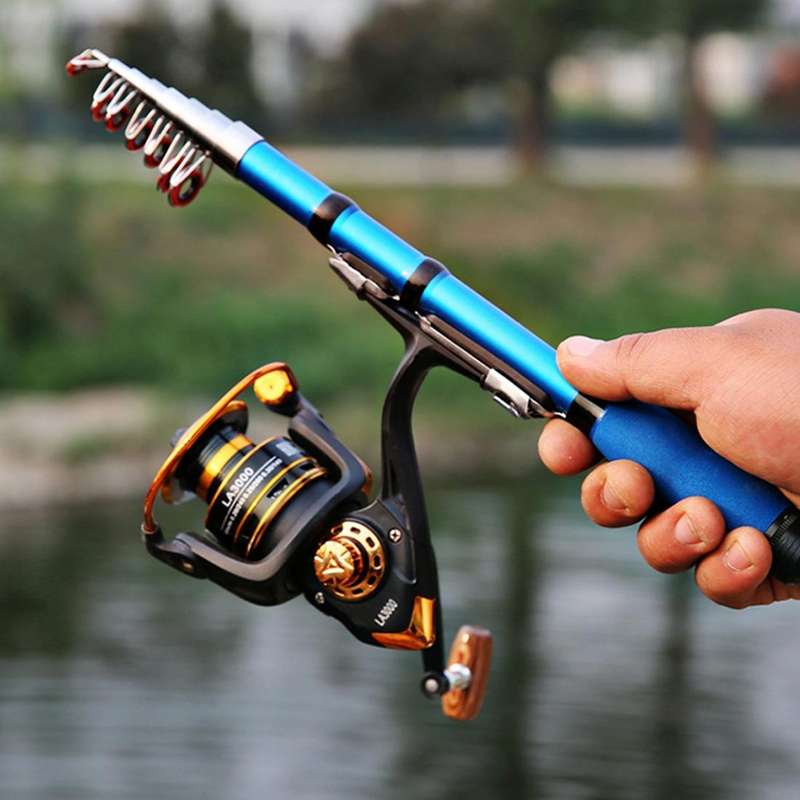 32cm Portable Telescopic Sea Fishing Rod Mini Fishing Pole, Extended Length : 1.5m, Blue Clip Ree...