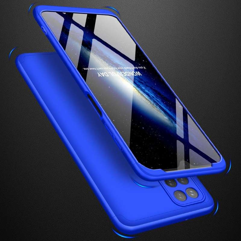For Samsung Galaxy A12 GKK Three Stage Splicing Full Coverage PC Case(Blue)