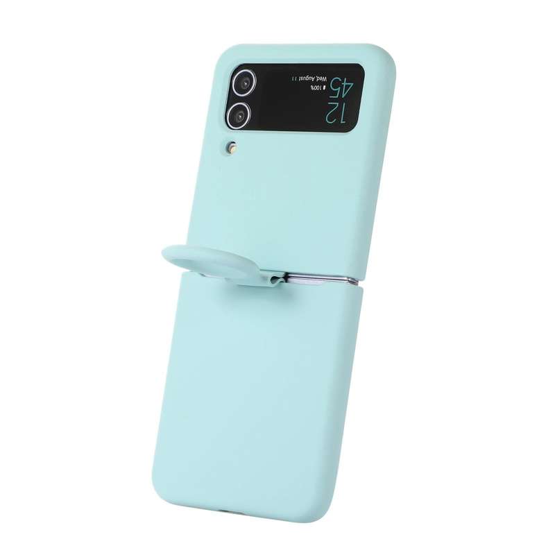 For Samsung Galaxy Flip 4 Silicone Integrated Ring Buckle Phone Case(Sky Blue)