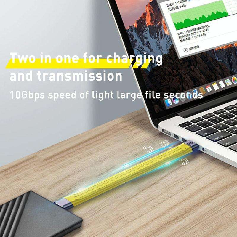 100W 10Gbps USB-C/Type-C to USB-C/Type-C FPC Flexible Data Cable, Length: 13.8cm(Yellow)