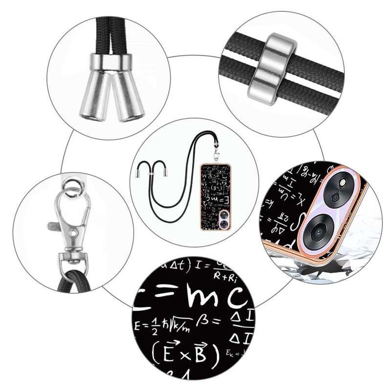 For OPPO A78 / A58 Electroplating Dual-side IMD Phone Case with Lanyard(Equation)