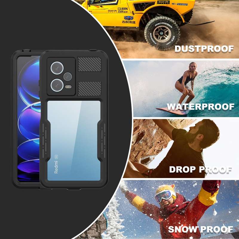 For Xiaomi Redmi Note 12 Pro 5G Global RedPepper IP68 Life Waterproof Phone Case(Black)