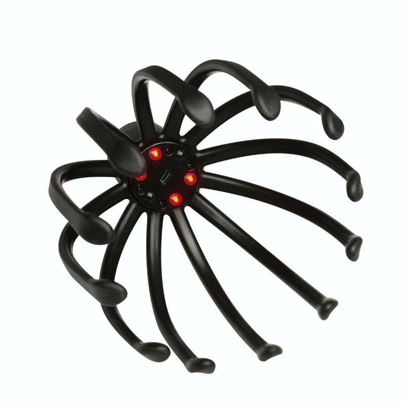 YK-1806 Head Electric Massager Octopus Charging Massage Comb(Black)