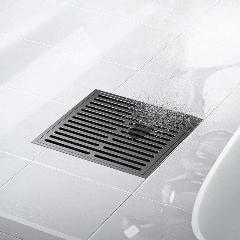 Bathroom Sewer Deodorant Pure Copper Floor Drain, Specification: Black Streamline