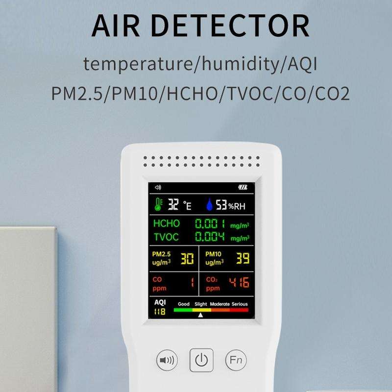 9 In 1 Air Quality Detector Handheld High Precision Formaldehyde Detector(White)