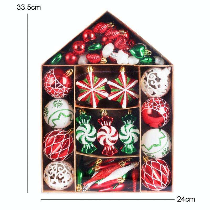 73pcs/Set Christmas Tree Decoration Pendant Painted Christmas Ball, Color: Light Blue White