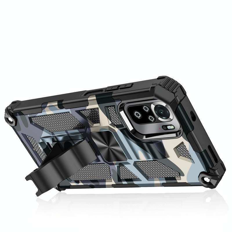 For Xiaomi Redmi Note 10 Pro Camouflage Armor Shockproof TPU + PC Magnetic Protective Case with H...