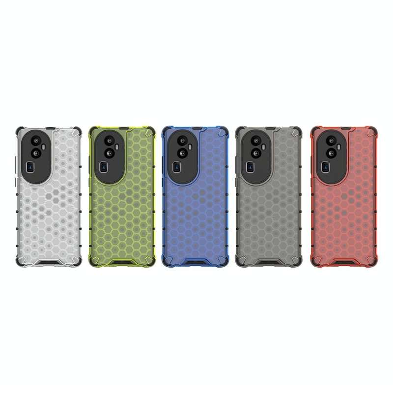 For OPPO Reno10 Pro+ Shockproof Honeycomb Phone Case(Black)