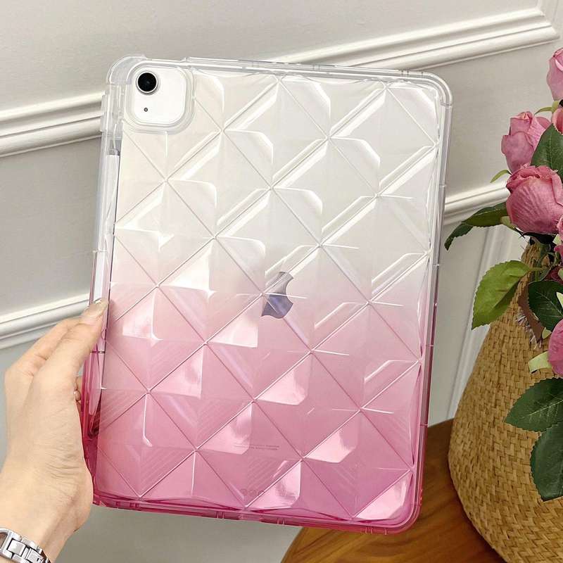 For iPad Air 11 2024 / iPad Pro 11 Gradient Diamond Plaid TPU Tablet Case(Gradient Pink)