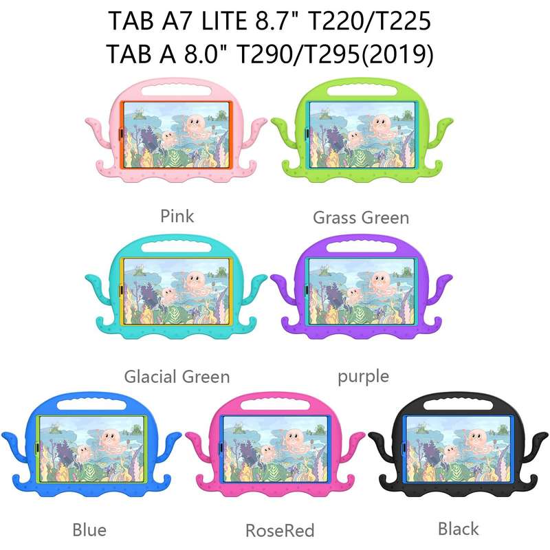 For Samsung Galaxy Tab A7 Lite 8.7 T220 / T225 Octopus EVA + PC Tablet Case with Strap(Glacial Gr...