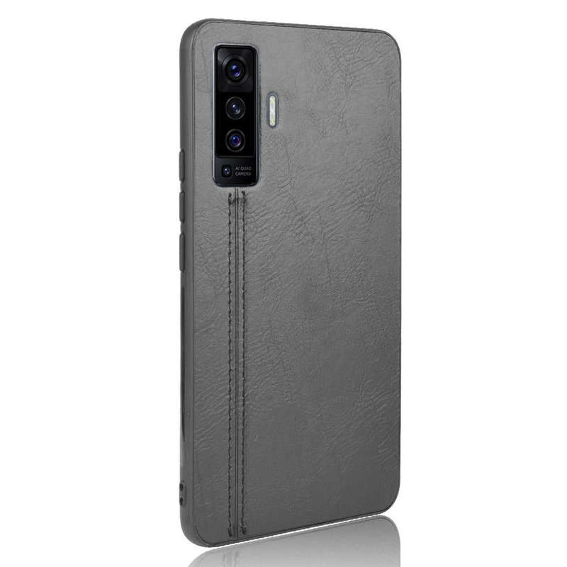 For Vivo X50 Shockproof Sewing Cow Pattern Skin PC + PU + TPU Case(Black)