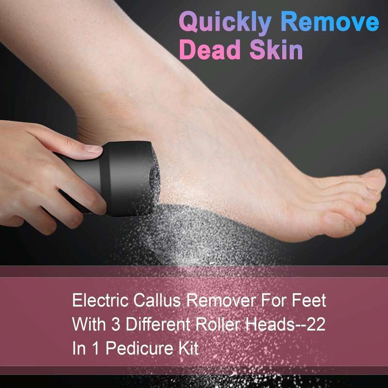 Electric Foot File Pedicure Kit Waterproof Feet Callus Remover, Spec: Matte Black