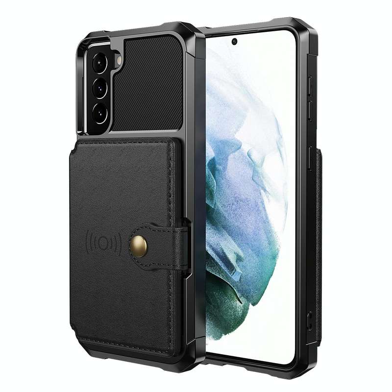 For Samsung Galaxy S21 5G Magnetic Wallet Card Bag Leather Phone Case(Black)