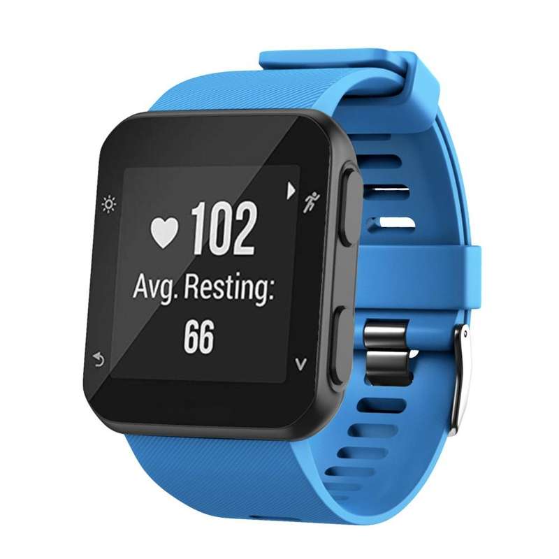 For Garmin Forerunner 35 Black Buckle Silicone Watch Band(Sky Blue)