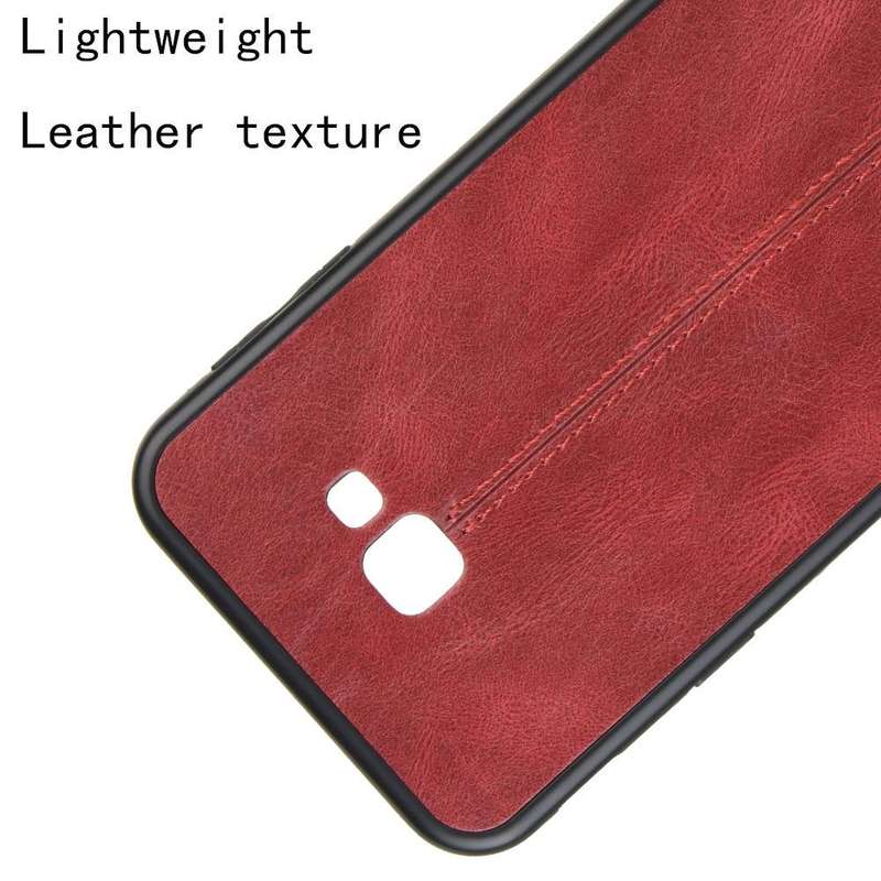 For Galaxy J4 Plus Shockproof Sewing Cow Pattern Skin PC + PU + TPU Case(Red)