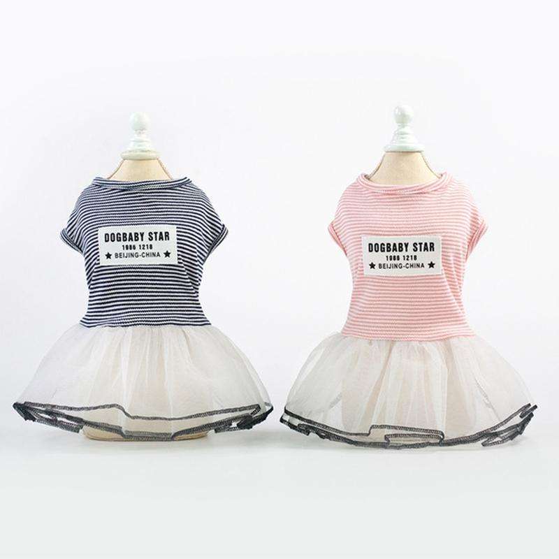 Pet Clothes Dog Summer Breathable Striped Skirt, Size:M(Black)