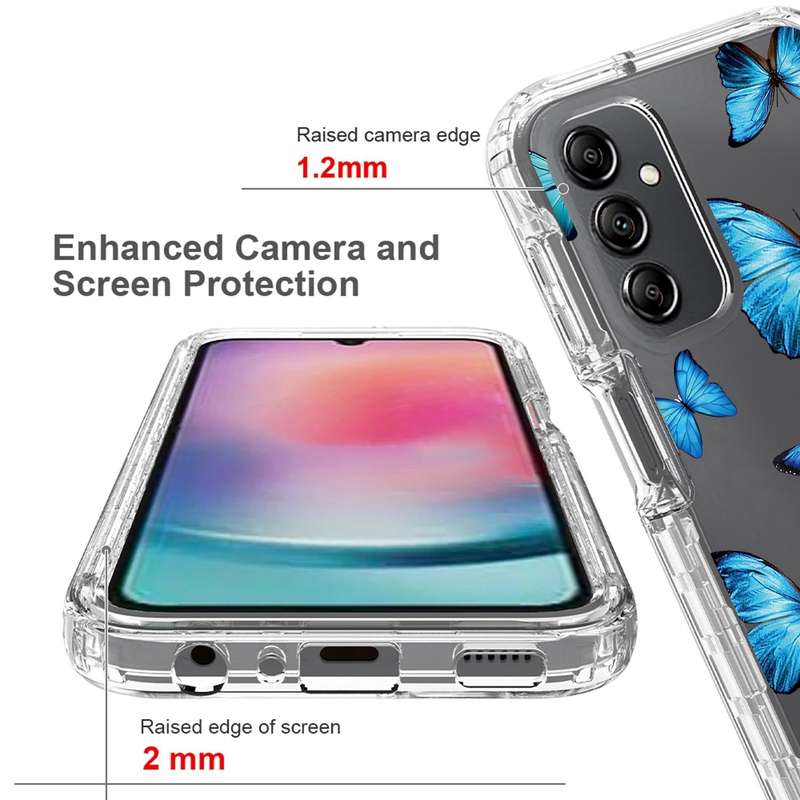 For Samsung Galaxy A24 5G / 4G Transparent Painted Phone Case(Blue Butterflies)