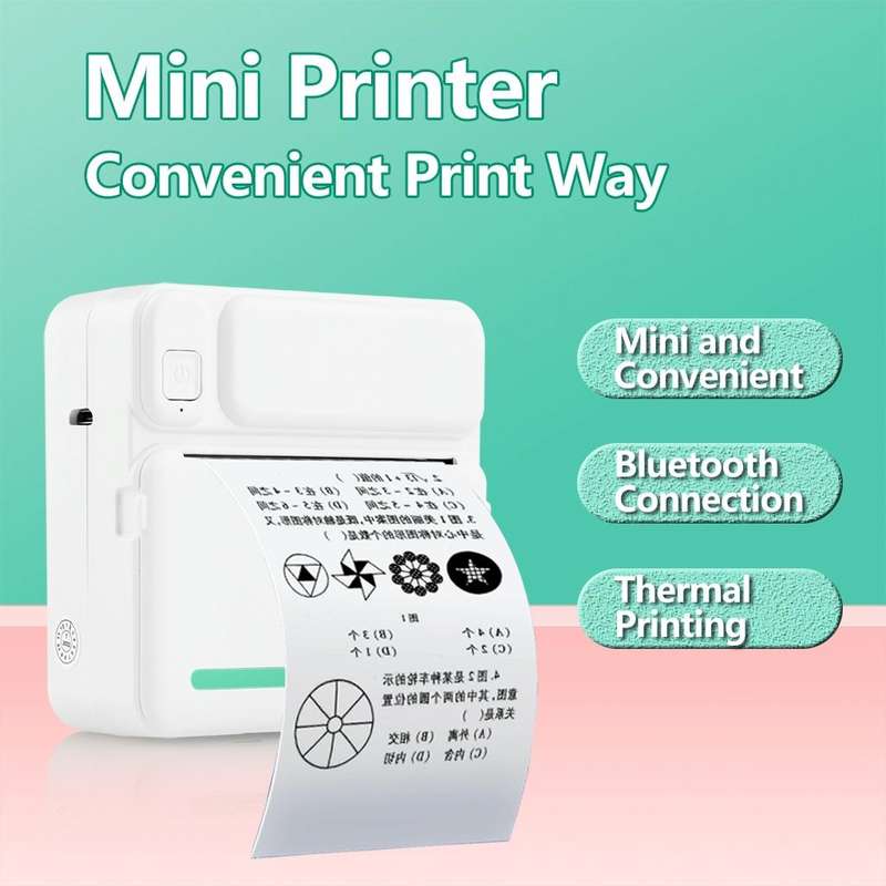 C19 200DPI Student Homework Printer Bluetooth Inkless Pocket Printer Pink Set