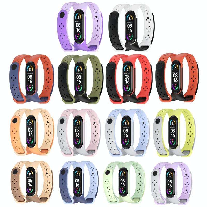 For Xiaomi Mi Band 5/6/7 Mijobs Two-color TPU Silicone Watch Band(Black+Red)