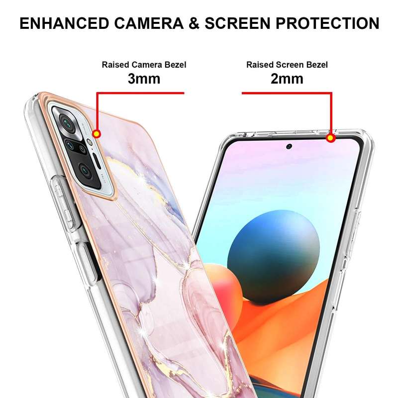 For Xiaomi Redmi Note 10 Pro / 10 Pro Max Electroplating Marble Pattern Dual-side IMD TPU Shockpr...