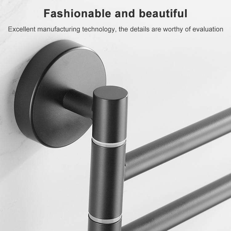 Stainless Steel Towel Bar Rotating Towel Rack Bathroom Kitchen Wall-mounted Towel Polished Rack H...