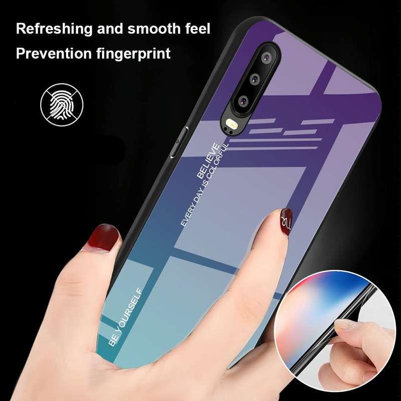 For Huawei P30 Gradient Color Glass Case(Purple)