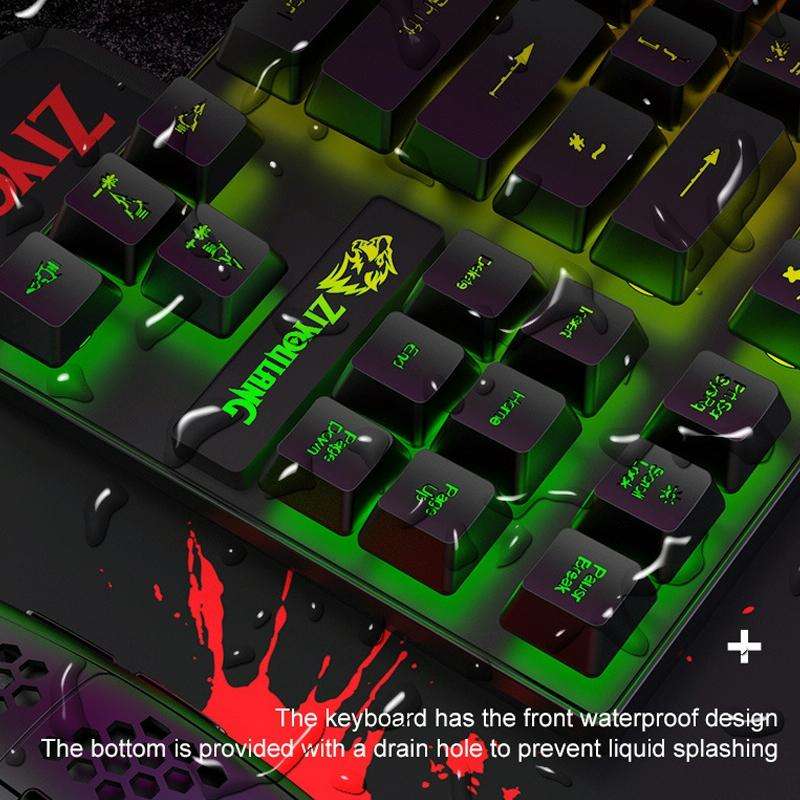 ZIYOU LANG T2 88 Keys Gaming Mechanical Luminous Keyboard and Mouse Set, Cable Length: 1.6m(White)