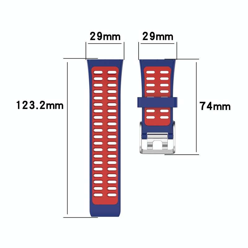 For Polar V800 GPS Smart Watch Two-color Steel Buckle Watch Band(Blue+Red)