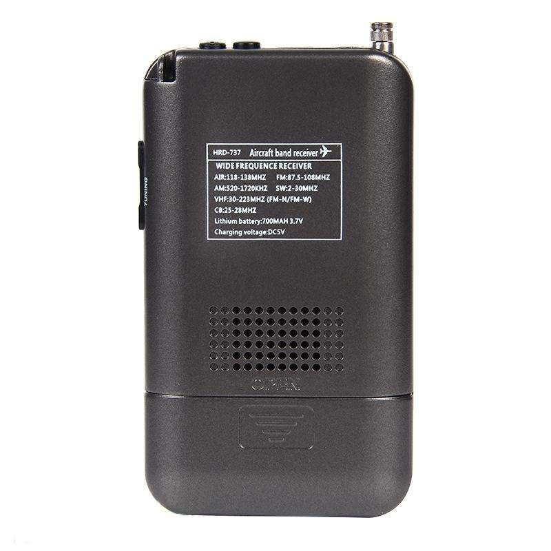HRD-737 Portable Aircraft Band Radio Wide Frequency Receiver (Black)