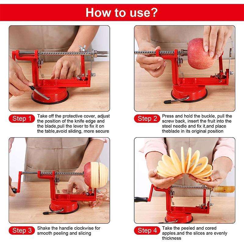 3 in 1 Multi-functional Fruit Peeling Slicing Stoning Peeler Machine(Red)
