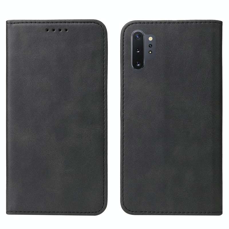 For Samsung Galaxy Note10+ Magnetic Closure Leather Phone Case(Black)