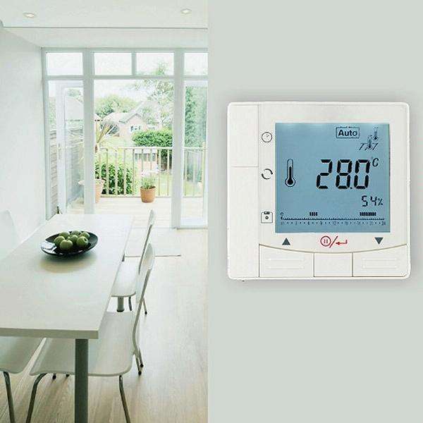 LCD Display Air Conditioning 2-Pipe Programmable Room Thermostat for Fan Coil Unit(White)