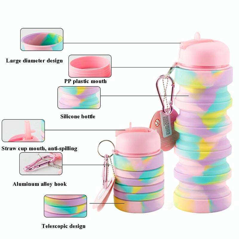 350ml Silicone Folding Water Cup Portable Outdoor Sports Water Bottle Large Capacity Retractable ...