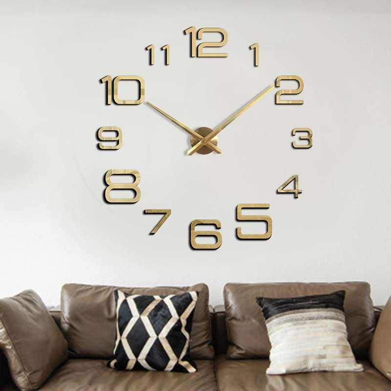 Acrylic Digital Wall Clock Home Living Room Wall Sticker Clock(Black)