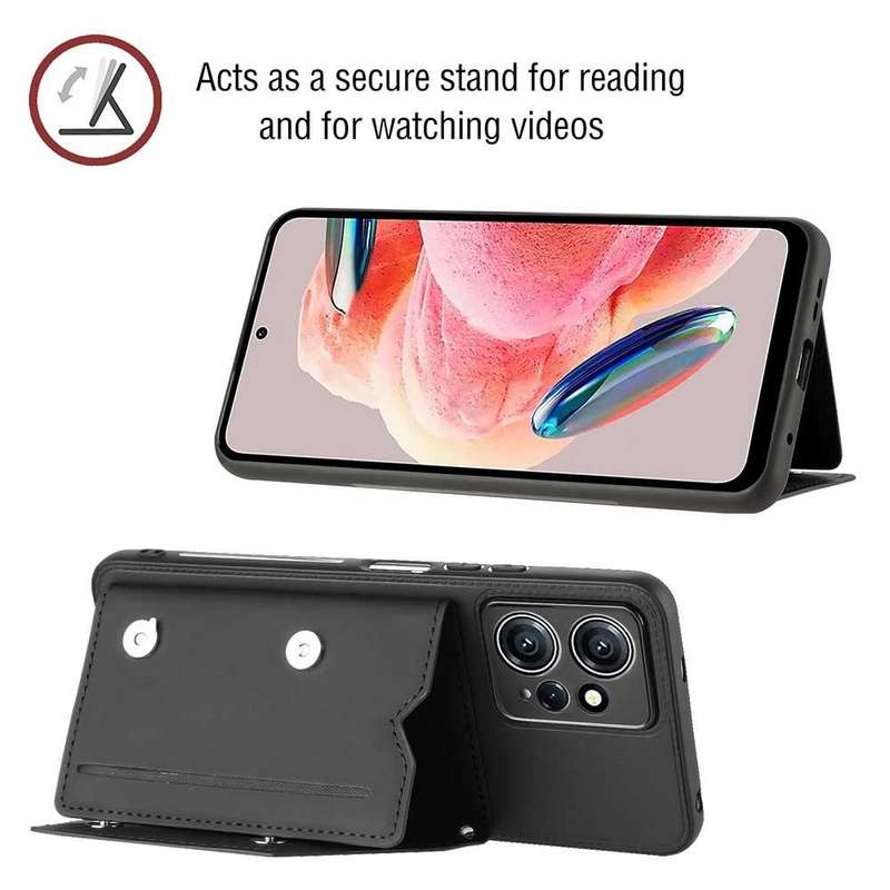 For Xiaomi Redmi Note 12 4G Skin Feel PU + TPU + PC Card Slots Phone Case(Black)