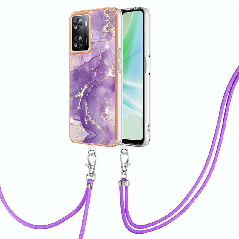 For OPPO A57 4G/A77 5G Taiwan/K10 5G Global Electroplating Marble Dual-side IMD Phone Case with L...