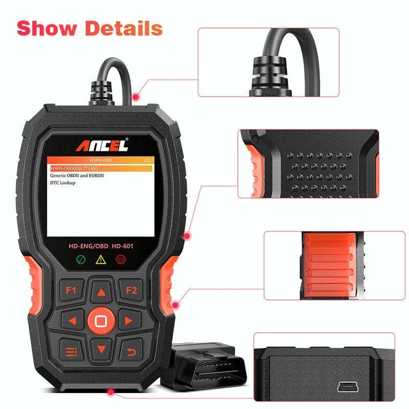 ANCEL HD601 24V Diesel Engine Detector Heavy Truck Diagnostic Scanner
