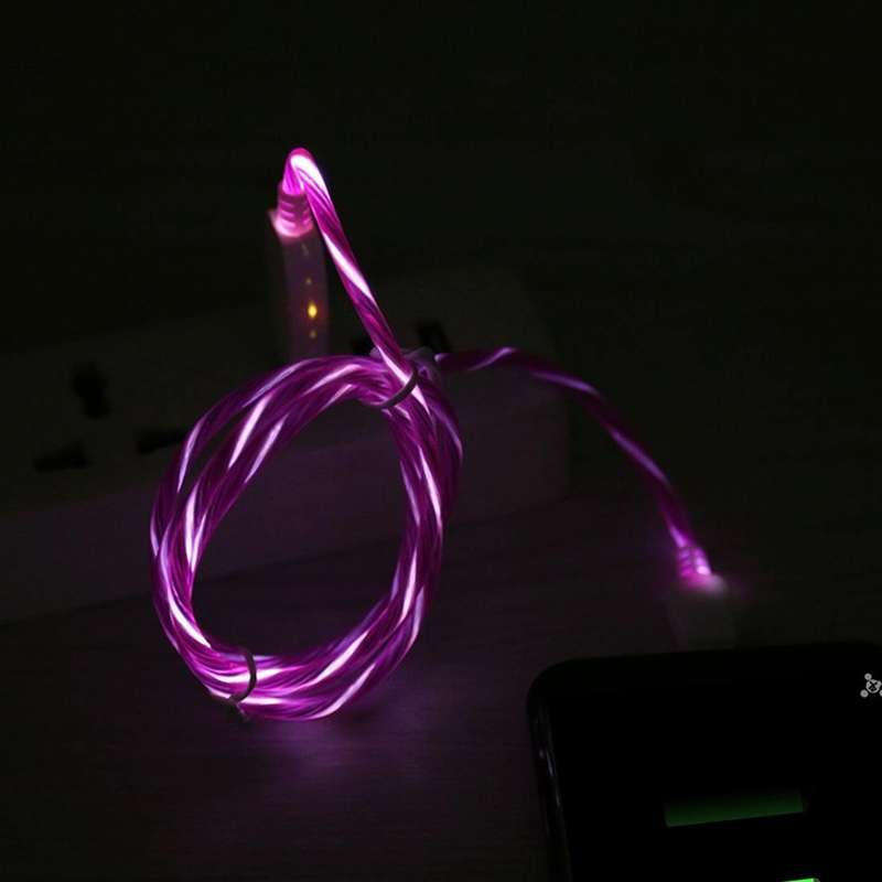 LED Flowing Light 1m USB to 8 Pin Data Sync Charge Cable for iPhone, iPad(Magenta)