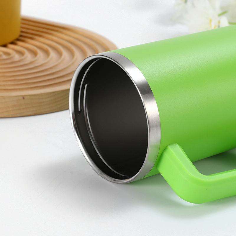 40oz Car Cup Double-Layer Vacuum Cup With Straw Handle Stainless Steel Thermos Cup(Gen1 White)