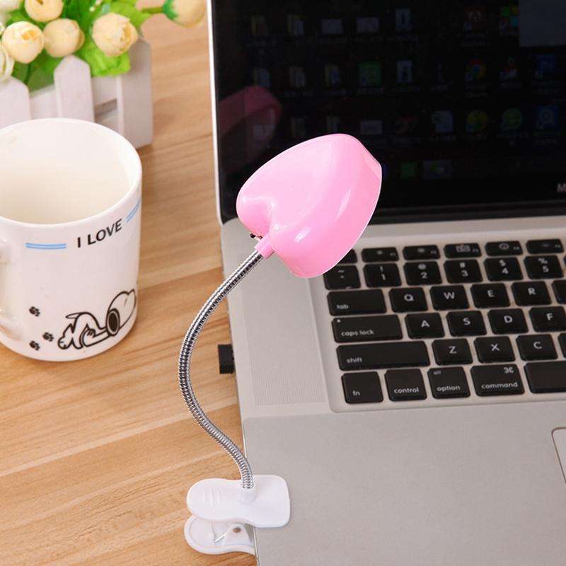 Mini Love Heart Clip LED Book Light Lamps Reading Book Desk Lamp Keyboard Light Eyes-Protect Ener...